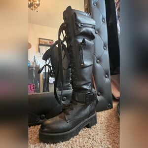 Dolls Kill Black Lace Up Boots